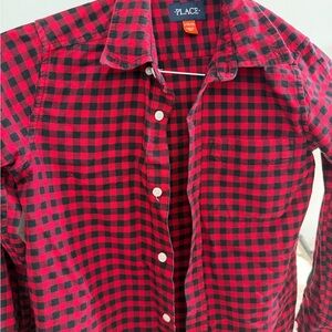 Place Men's Red and Black Plaid Shirt